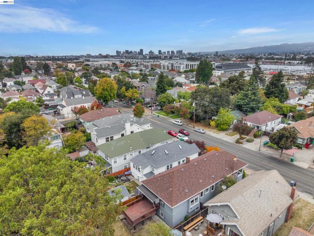 Wide aerial overview of the Buena Vista Avenue neighborhood